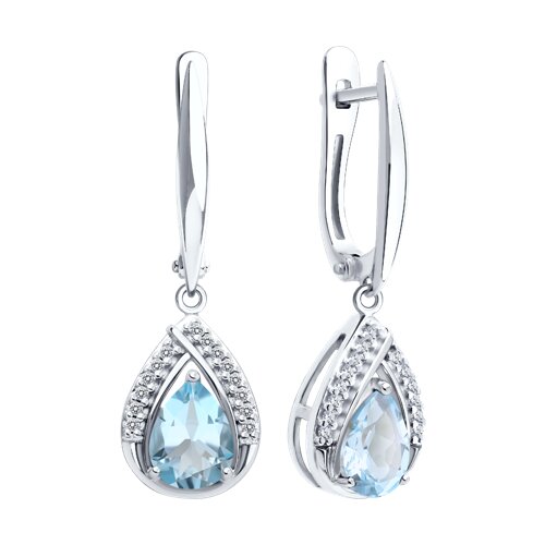 Серьги из серебра с топазами и фианитами - фото 2