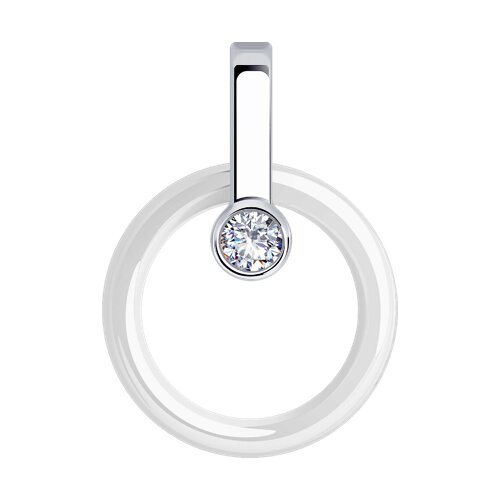 Подвеска из серебра с керамической вставкой и фианитом - фото 1