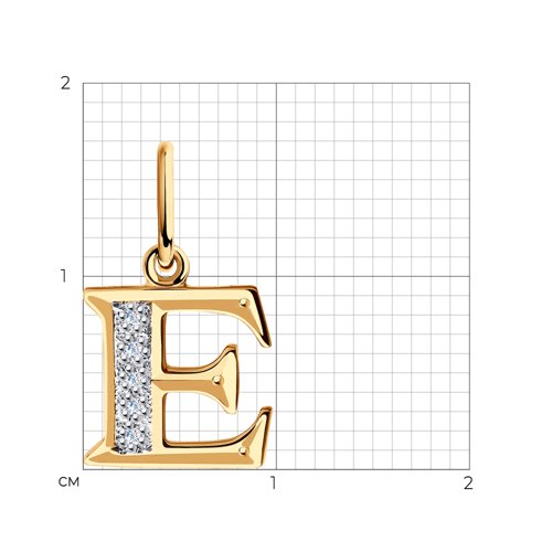 Подвеска-буква "Е" из золота с фианитами 031095 SOKOLOV фото 2