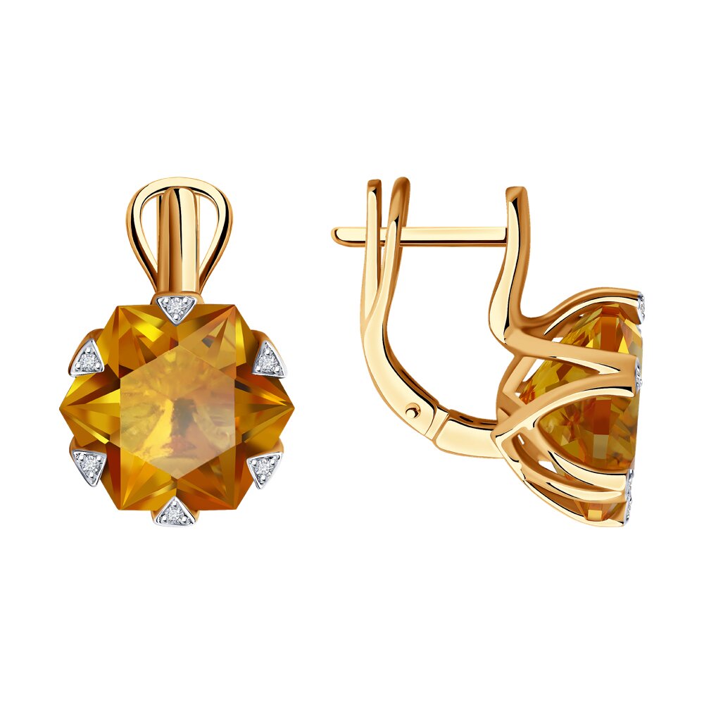 

Серьги SOKOLOV Diamonds из золота с бриллиантами и цитринами