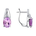 Серьги из серебра с аметистами и фианитами