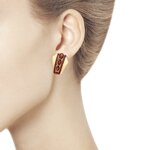 Серьги из золота с гранатами и красными фианитами