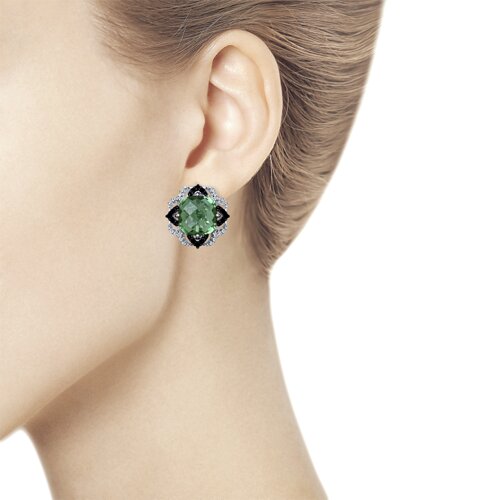 Серьги из серебра с миксом камней