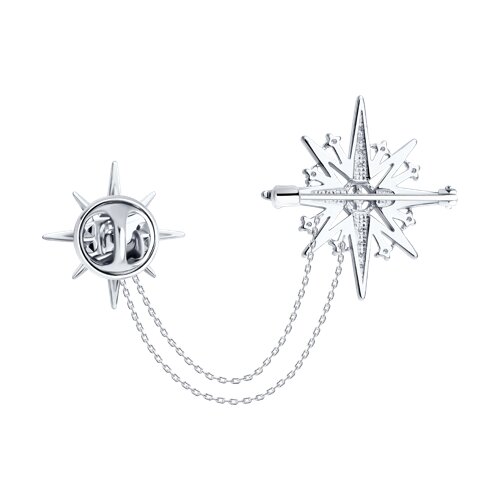 Брошь из серебра с фианитами - фото 2