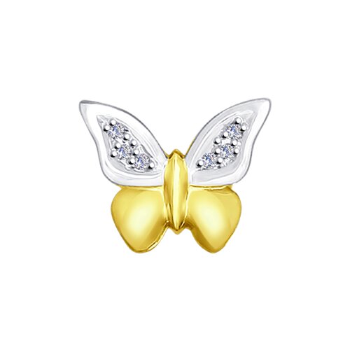 Подвеска "Бабочка" из желтого золота с бриллиантами