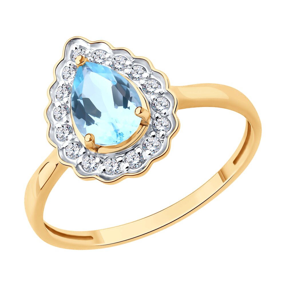 Кольцо SOKOLOV из золота с топазом и фианитами