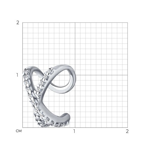 Серьга из серебра с фианитами - фото 4