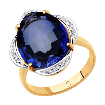 Кольцо SOKOLOV Diamonds из золота с бриллиантами и синим корундом