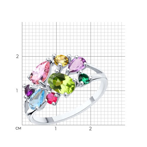 Кольцо из серебра с миксом камней SOKOLOV - купить в официальном