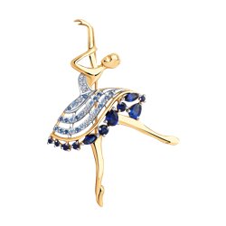 Брошь SOKOLOV из золота с корундами и фианитами 39000₽