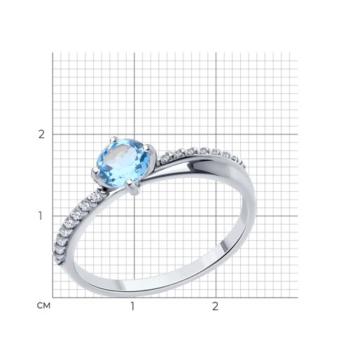 Кольцо из серебра с топазом и фианитами - фото 4