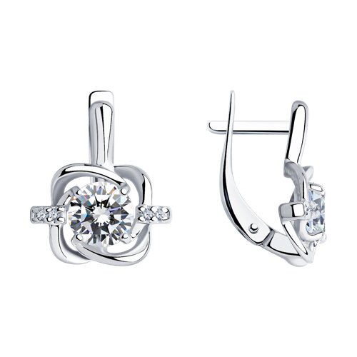Серьги из серебра с фианитами