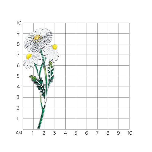 Брошь из серебра с фианитами и эмалью - фото 4