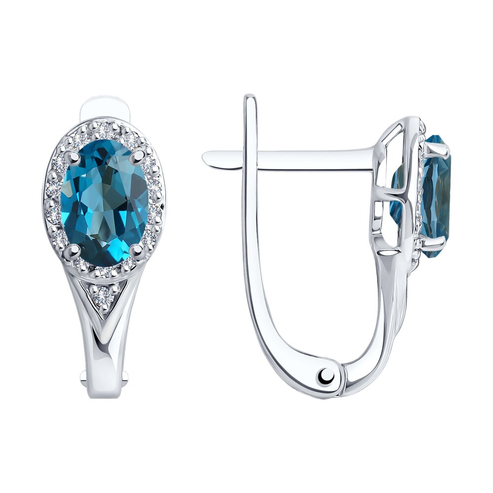 

Серьги SOKOLOV Diamonds из белого золота с бриллиантами и лондон топазами