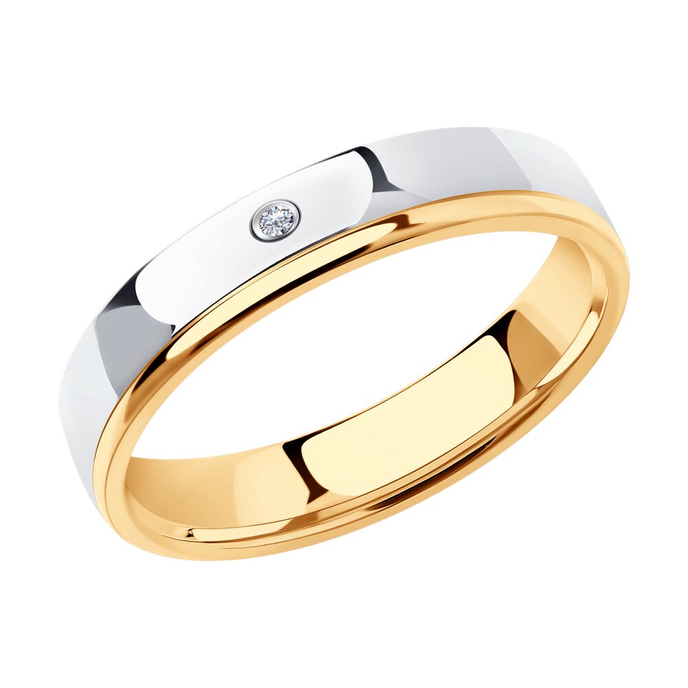 Обручальное кольцо SOKOLOV Diamonds из комбинированного золота с бриллиантом