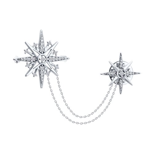 Брошь из серебра с фианитами - фото 1