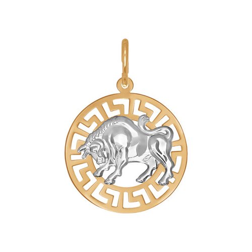 Подвеска знак зодиака Телец из комбинированного золота
