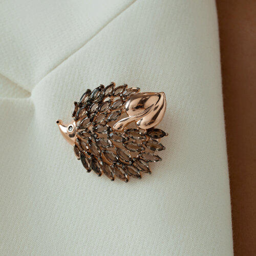 Брошь из серебра с эмалью с раухтопазами - фото 4