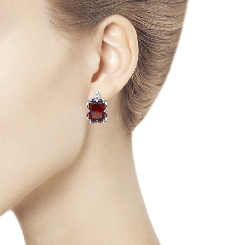 Серьги из серебра с красными ситаллами