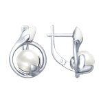 Серьги из серебра с эмалью с жемчугом