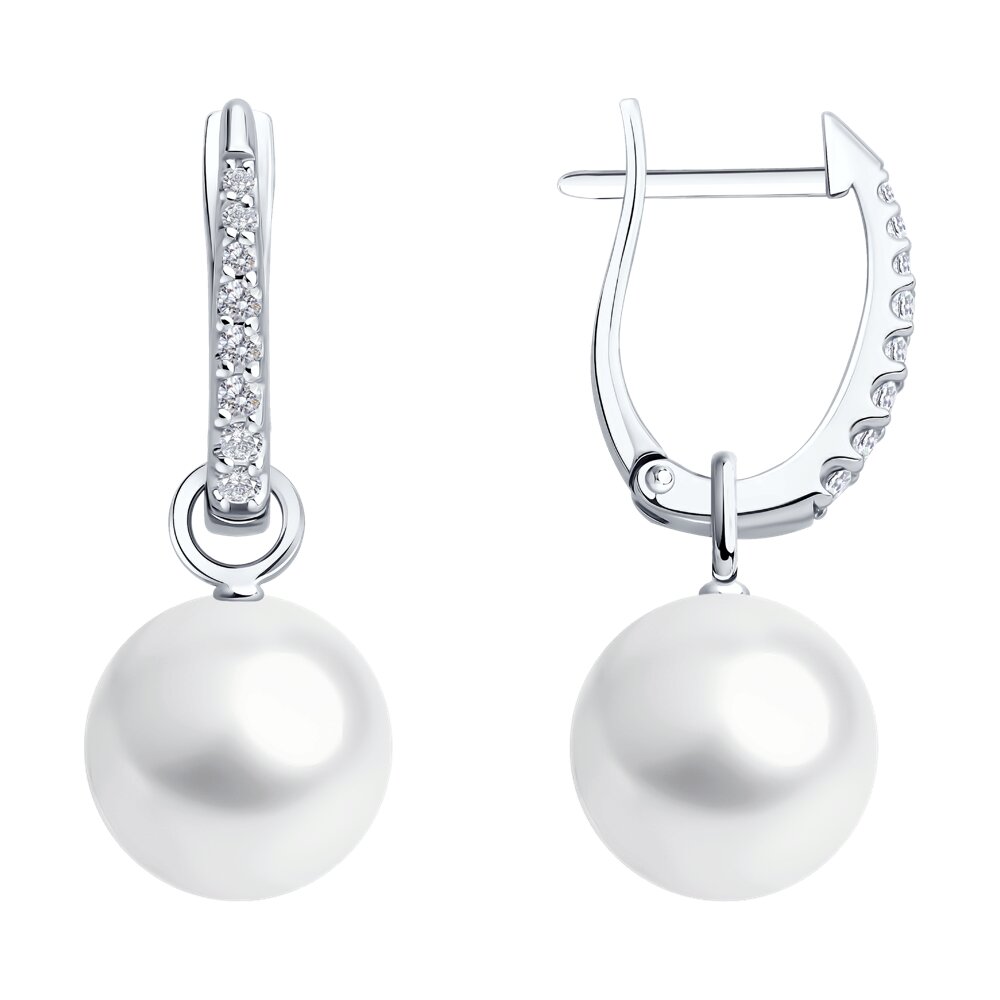 Серьги SOKOLOV из белого золота с жемчугом и бриллиантами выращенными 204990₽