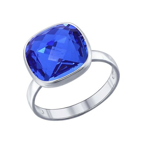 Кольцо из серебра с синим кристаллом swarovski