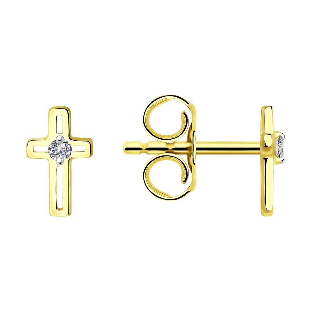 

Серьги SKLV из желтого золота с родированием с бриллиантами Swarovski (иск.)