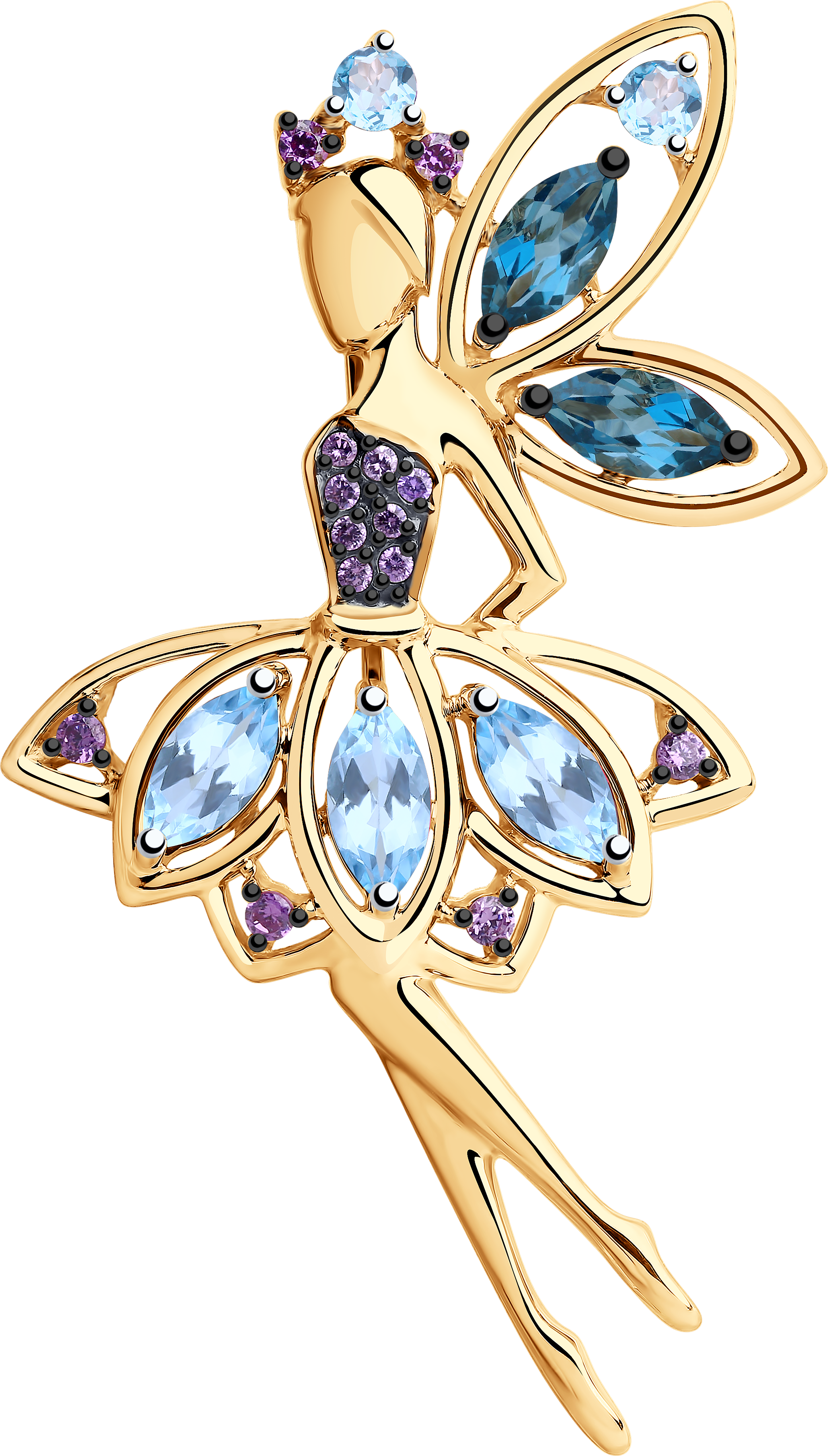 Брошь SOKOLOV из золота с топазами и фианитами 35000₽