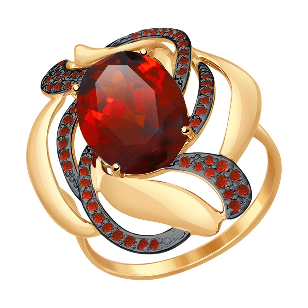 

Кольцо SOKOLOV из золота с ситаллом и красными фианитами