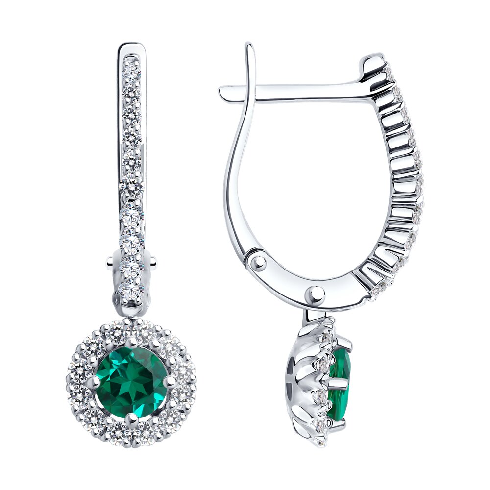 

Серьги SOKOLOV Diamonds из белого золота с бриллиантами и изумрудами