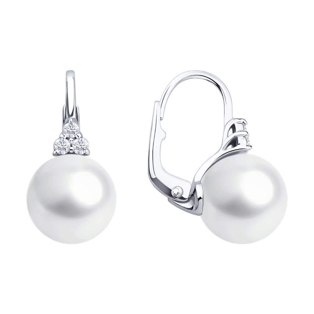 Серьги SOKOLOV из белого золота с жемчугом и бриллиантами выращенными 229990₽