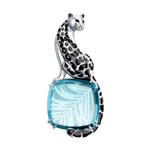 Брошь из серебра с ситаллом и эмалью - фото 1