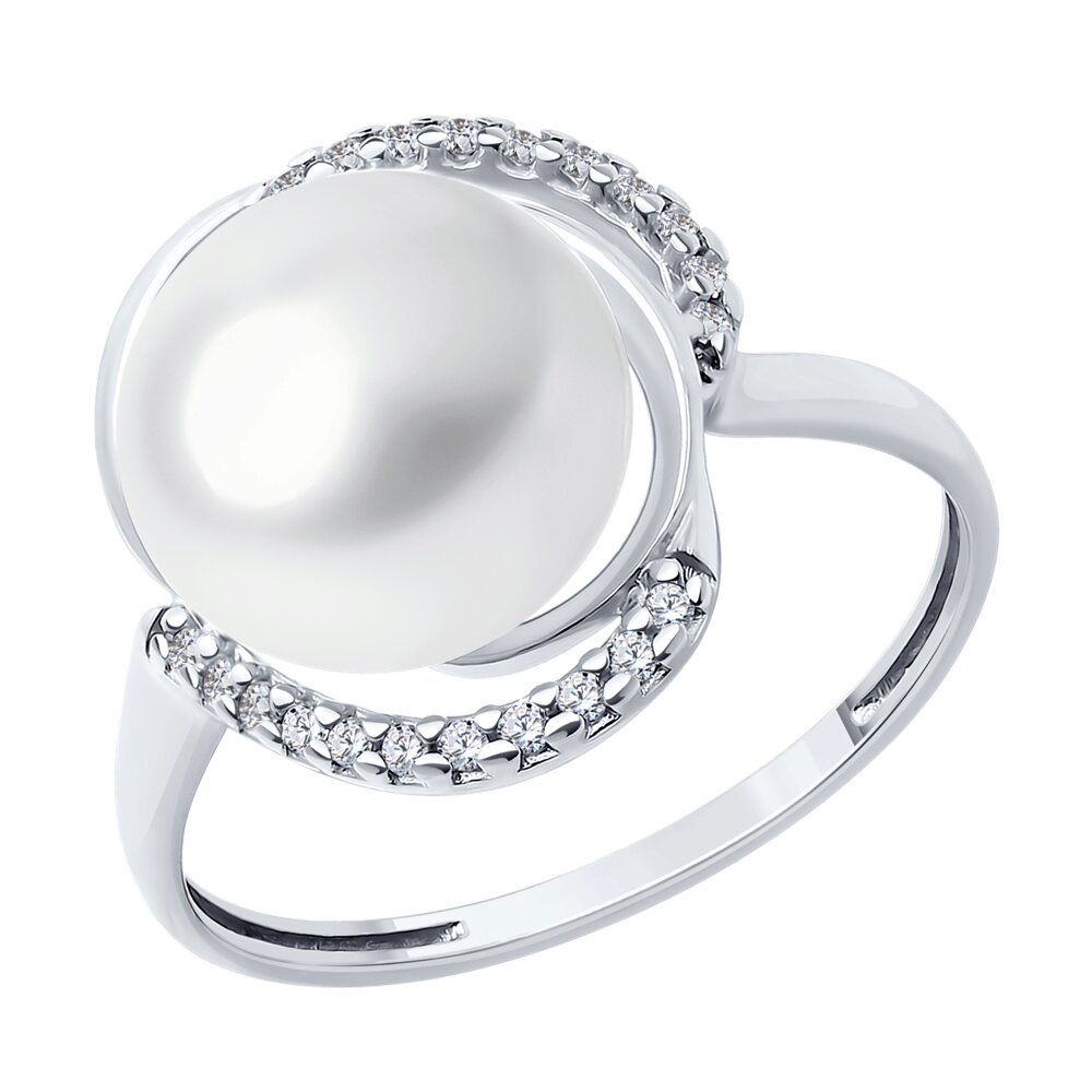 Кольцо SOKOLOV из серебра с жемчугом и фианитами