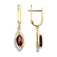 Серьги из золота с гранатами и фианитами