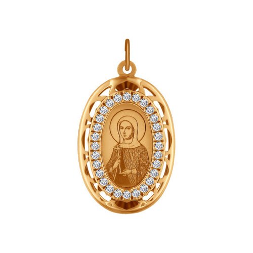 Иконка из золота Святая мученица Юлия с лазерной обработкой с фианитами
