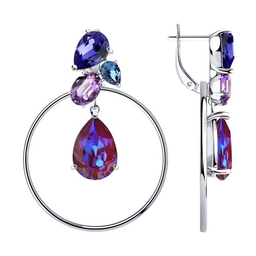 Серьги из серебра с голубыми кристаллами Swarovski