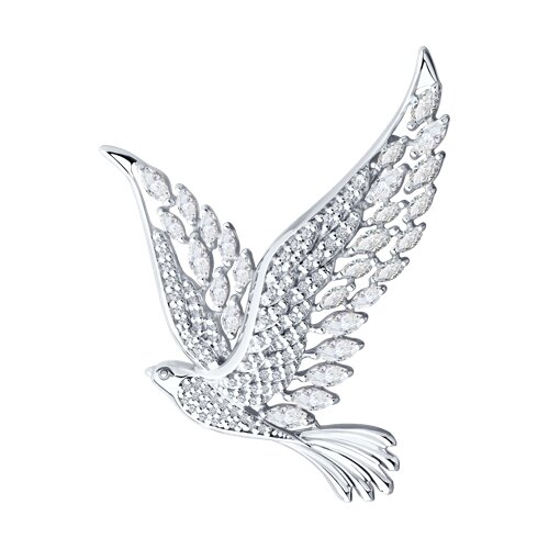 Брошь из серебра с фианитами - фото 1