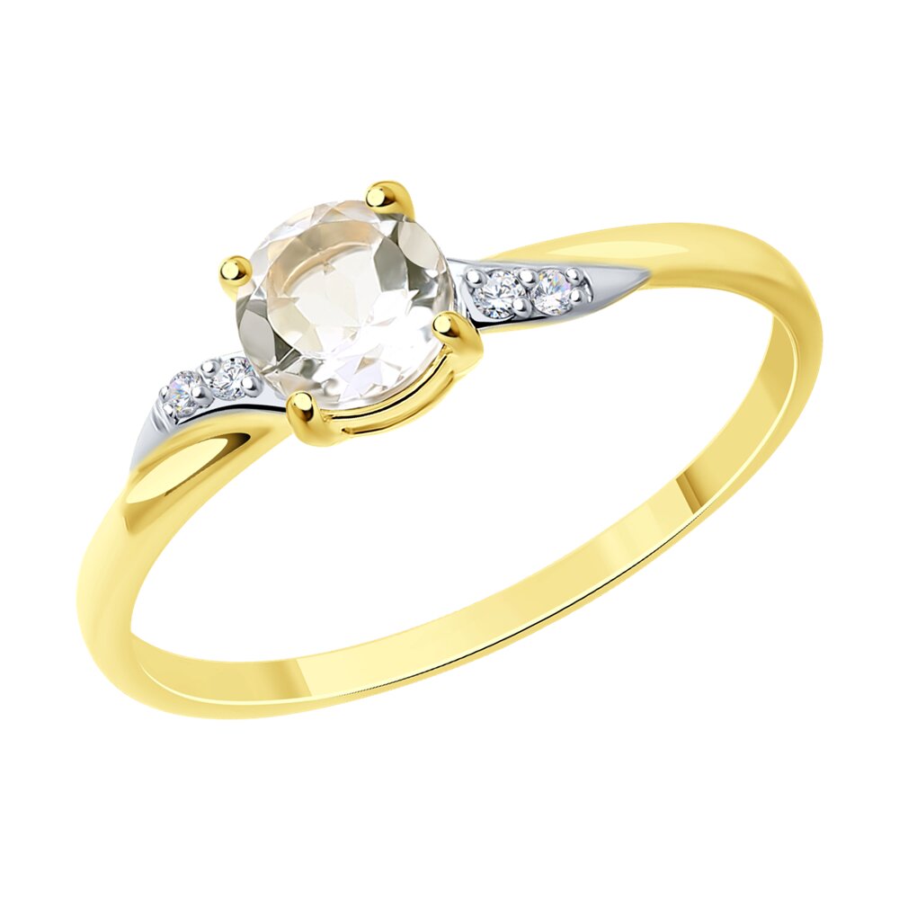 Кольцо SOKOLOV Diamonds из желтого золота с бриллиантами и горным хрусталем