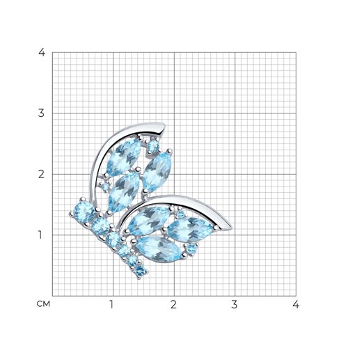 Брошь из серебра с топазами и фианитами - фото 5