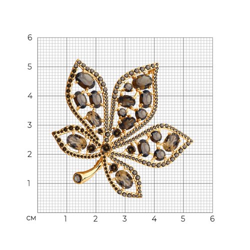 Брошь из золочёного серебра с раухтопазами и фианитами - фото 6