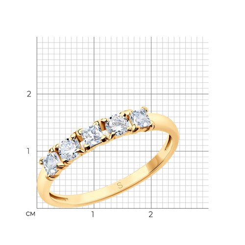 Кольцо из золочёного серебра с фианитами - фото 5