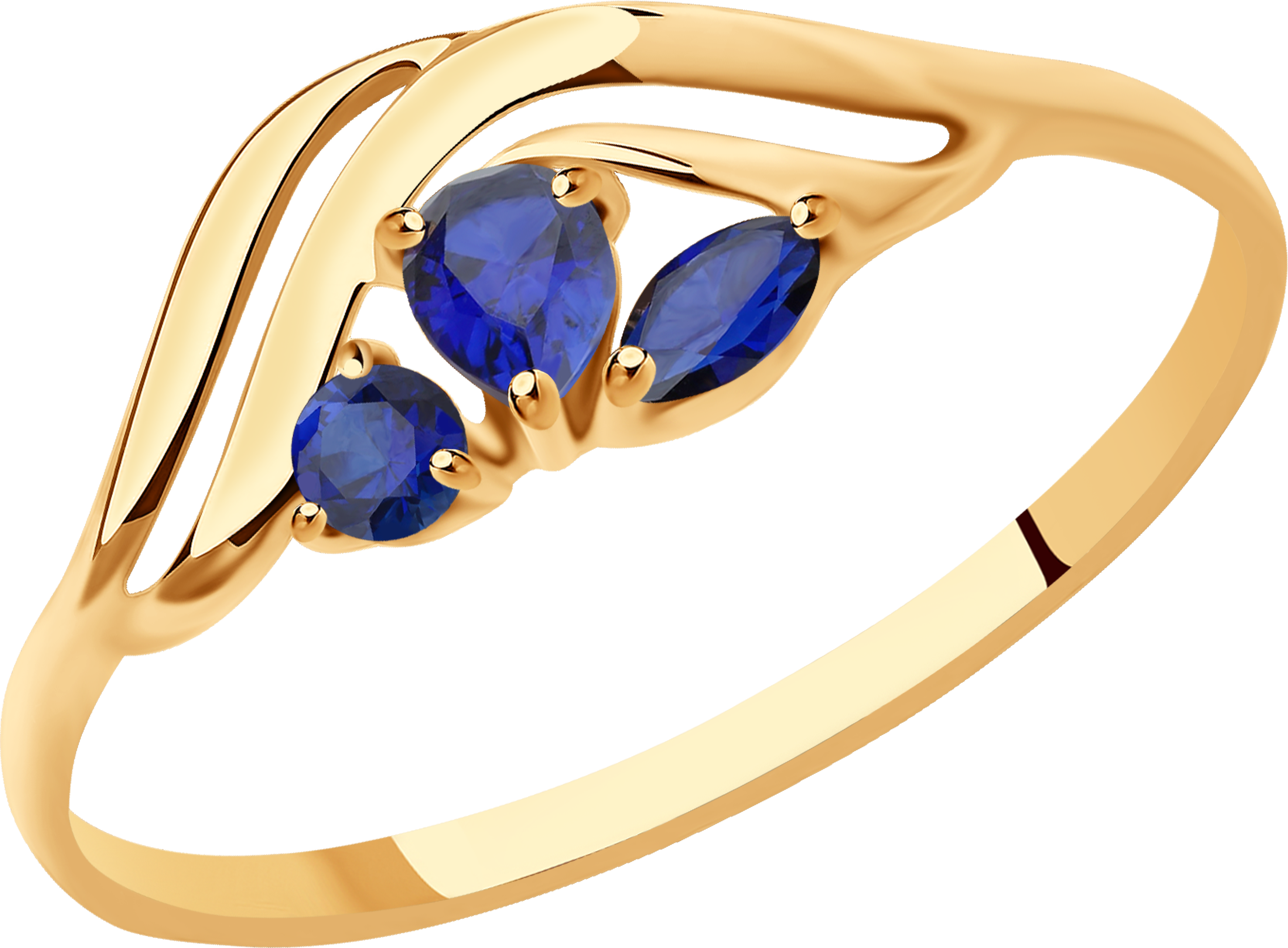 Кольцо SOKOLOV из золота с синими корундами (синт.)