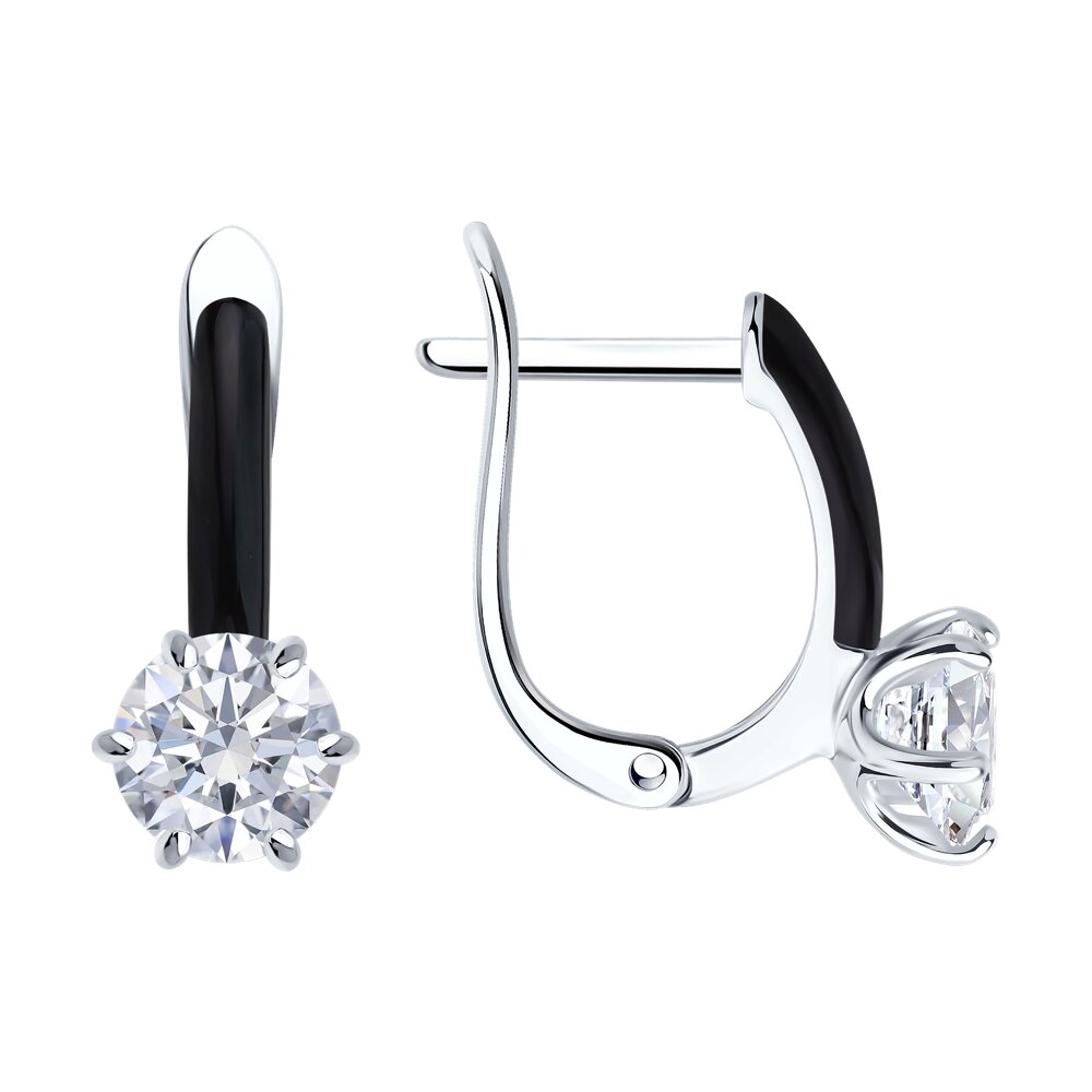 Серьги SOKOLOV из серебра с фианитами и эмалью