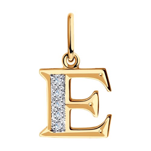 Подвеска-буква "Е" из золота с фианитами