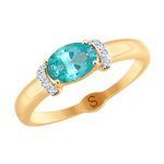 Кольцо из золота с бесцветными и зелёным Swarovski Zirconia