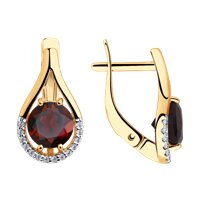 Серьги из золота с гранатами и фианитами