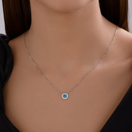 Колье из серебра с фианитами и эмалью - фото 3