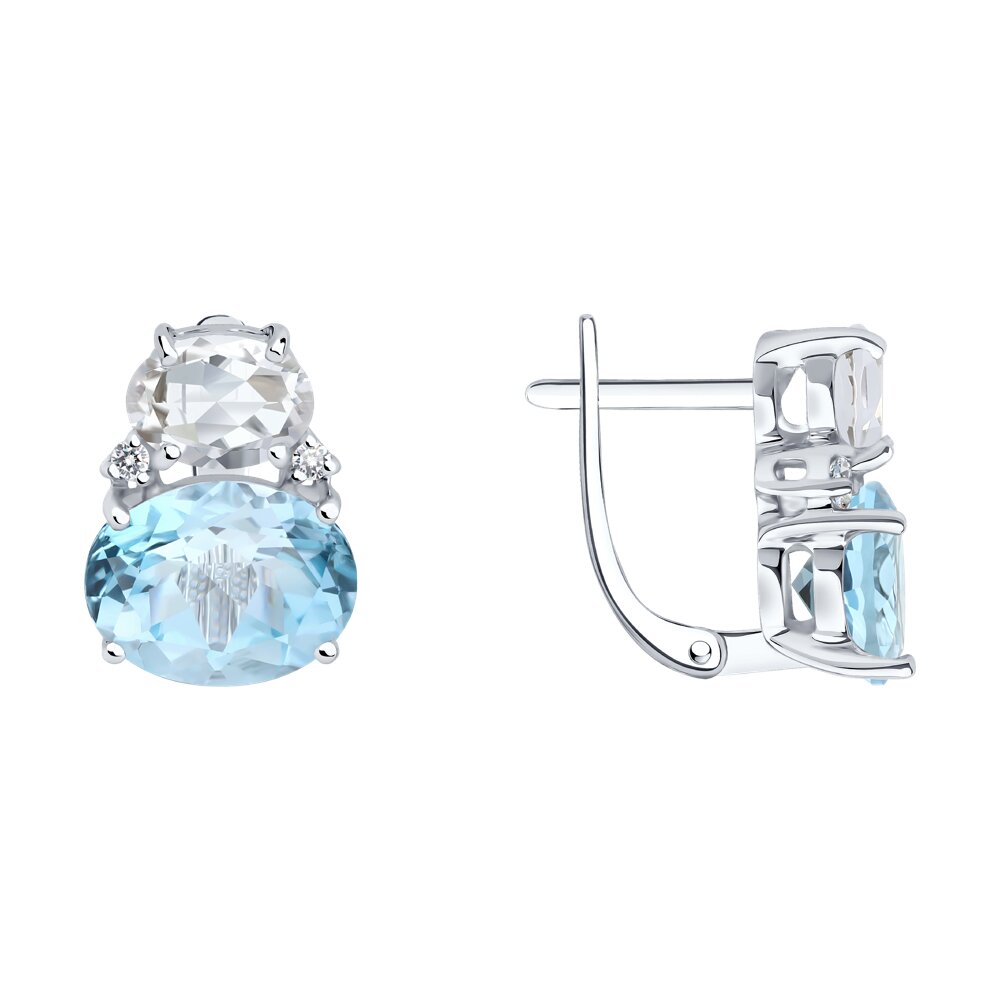 Серьги SOKOLOV из белого золота с топазами и бриллиантами выращенными 164990₽