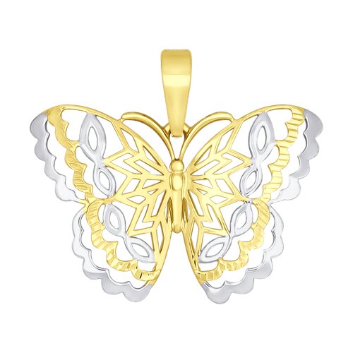 Подвеска "Бабочка" из желтого золота с алмазной гранью
