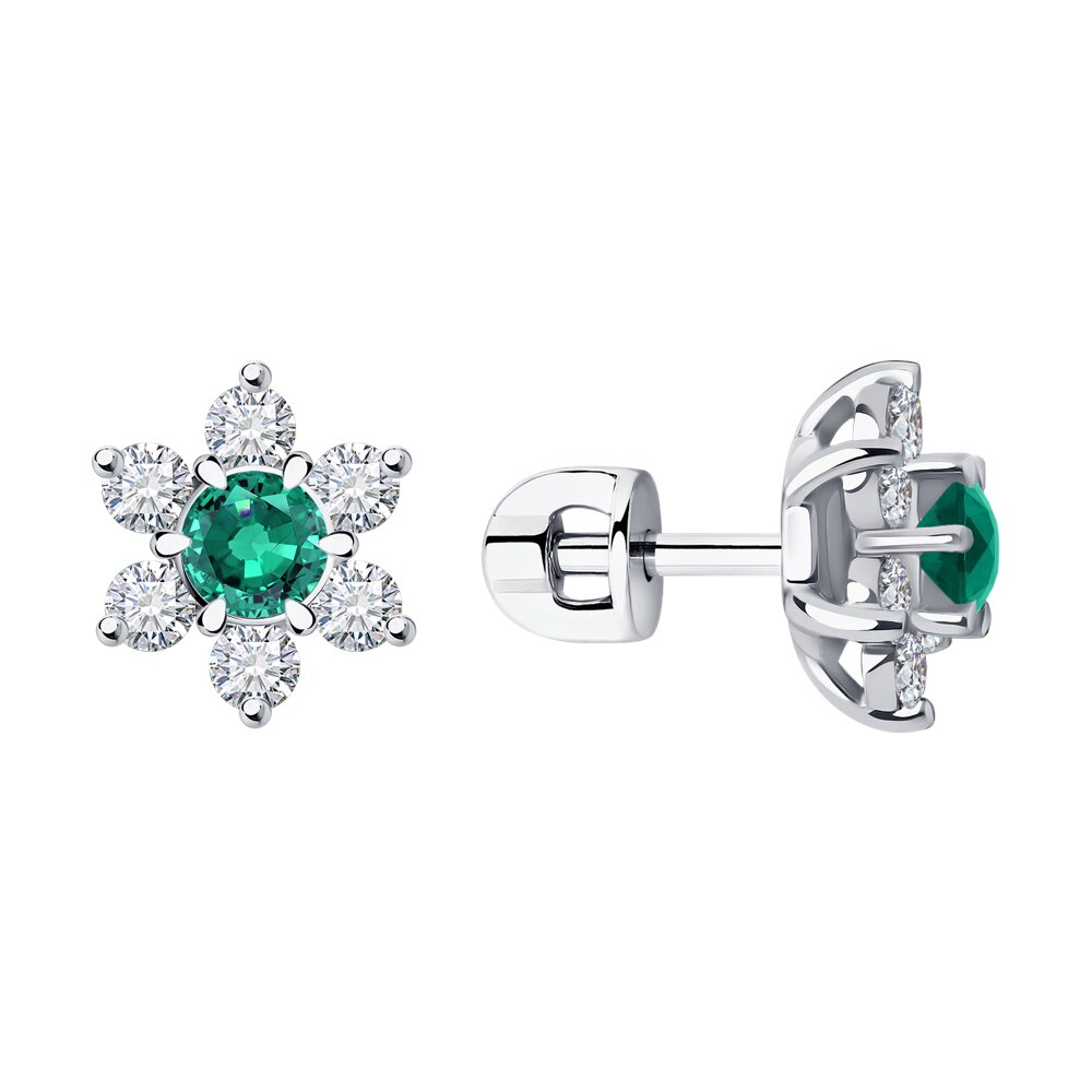 

Серьги SOKOLOV Diamonds из белого золота с бриллиантами и изумрудами